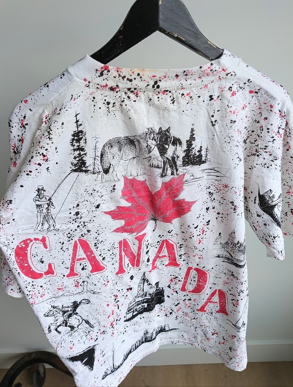 Vintage 90s Canada All Over Print AOP T-Shirt Double Sided Single Stitch XL - Picture 7 of 8
